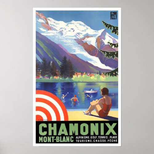 Chamonix France vintage travel Poster