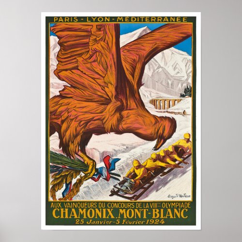 Chamonix France vintage travel Poster