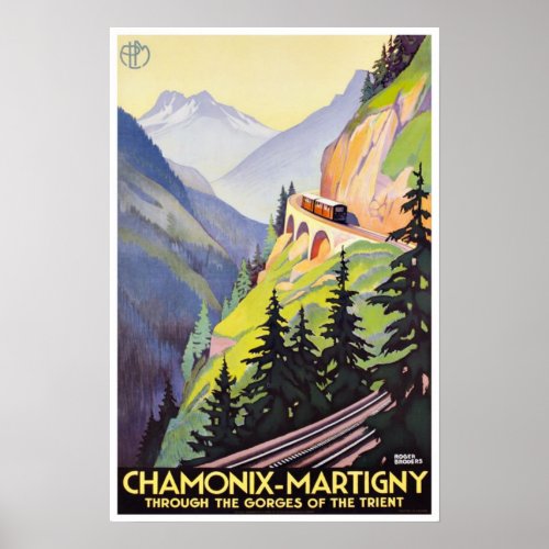 Chamonix_Martigny Gorges of Trient Vintage Travel Poster