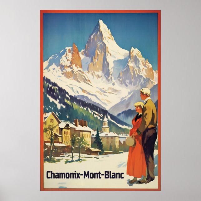 Chamonix, Mont Blan, Vintage Ski  Poster (Front)
