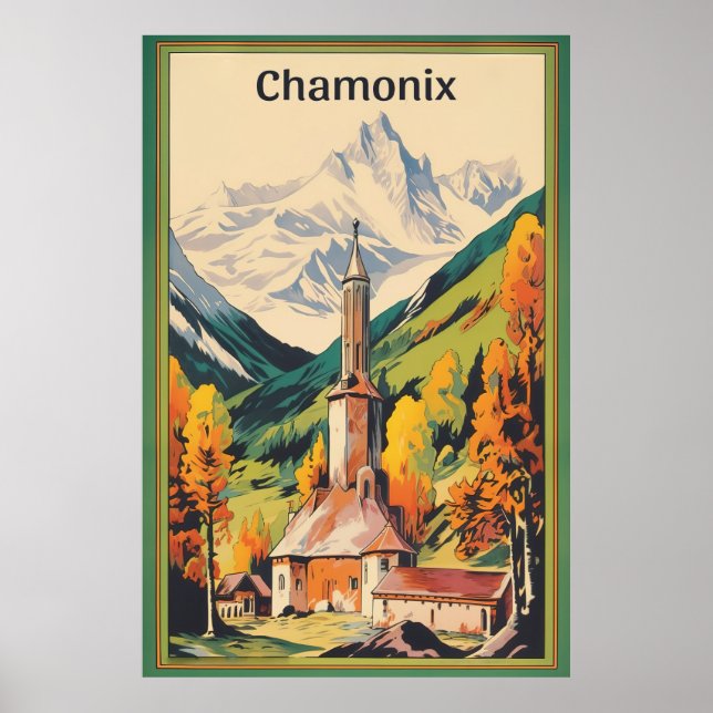 Chamonix, Mont Blan, Vintage Ski  Poster (Front)