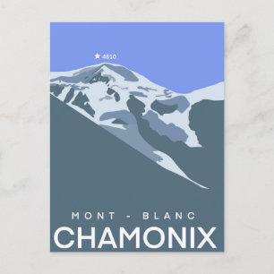 Chamonix, Mont-Blanc, digitally drawn, souvenir Postcard