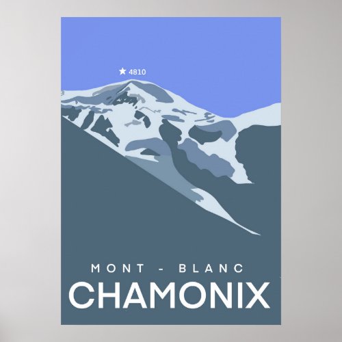 Chamonix Mont_Blanc digitally drawn souvenir  Poster