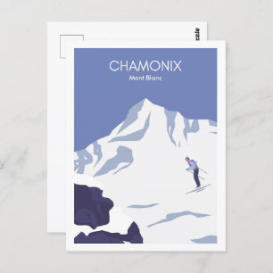 Chamonix Mont Blanc France Travel Illustration Postcard