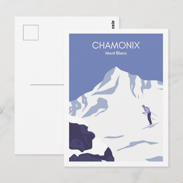 Chamonix Mont Blanc France Travel Illustration Postcard (Front/Back)