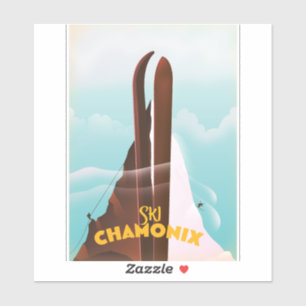 Chamonix-Mont-Blanc Ski poster Sticker