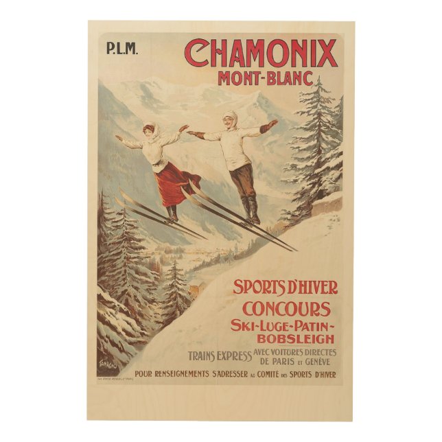 Chamonix Mont Blanc Vintage French Skiing Poster (Front)