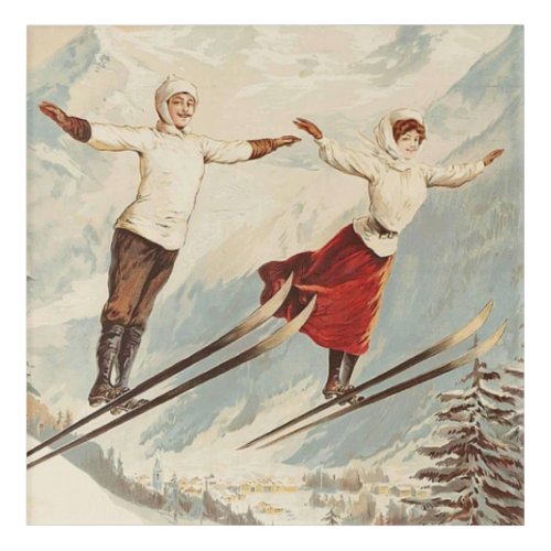 Chamonix Mont Blanc Vintage French Skiing Poster Acrylic Print