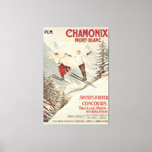 Chamonix Mont Blanc Vintage French Skiing Poster Canvas Print