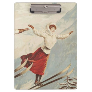 Chamonix Mont Blanc Vintage French Skiing Poster Clipboard