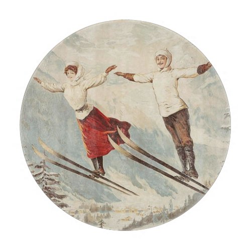 Chamonix Mont Blanc Vintage French Skiing Poster Cutting Board