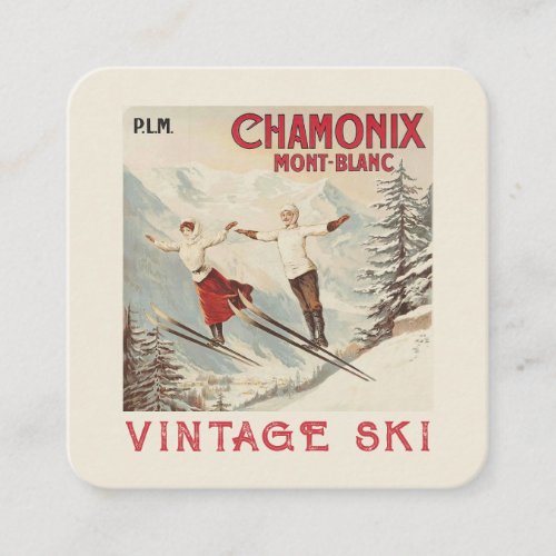 Chamonix Mont Blanc Vintage French Skiing Poster Enclosure Card
