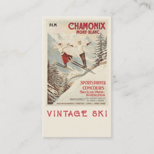 Chamonix Mont Blanc Vintage French Skiing Poster Enclosure Card