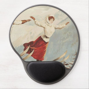 Chamonix Mont Blanc Vintage French Skiing Poster Gel Mouse Pad