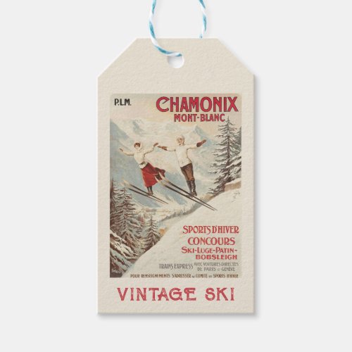 Chamonix Mont Blanc Vintage French Skiing Poster Gift Tags