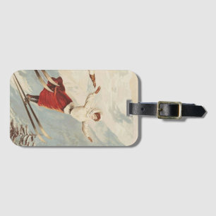 Chamonix Mont Blanc Vintage French Skiing Poster Luggage Tag