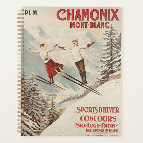 Chamonix Mont Blanc Vintage French Skiing Poster Planner