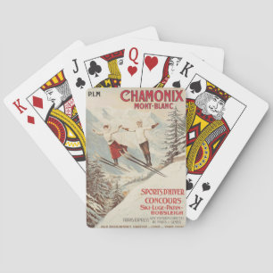 Chamonix Mont Blanc Vintage French Skiing Poster Poker Cards