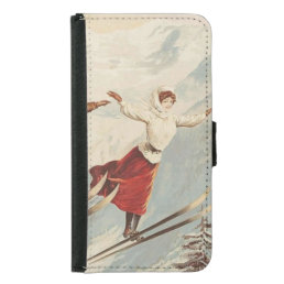 Chamonix Mont Blanc Vintage French Skiing Poster Samsung Galaxy S5 Wallet Case