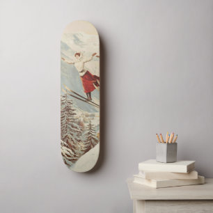 Chamonix Mont Blanc Vintage French Skiing Poster Skateboard