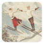 Chamonix Mont Blanc Vintage French Skiing Poster Square Sticker