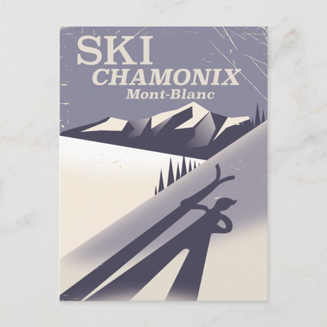 Chamonix-Mont-Blanc Vintage Ski poster Postcard (Front)