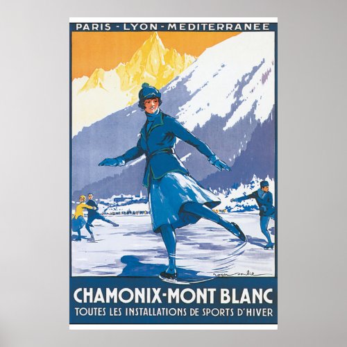 Chamonix Mont Blanc Vintage Travel Poster