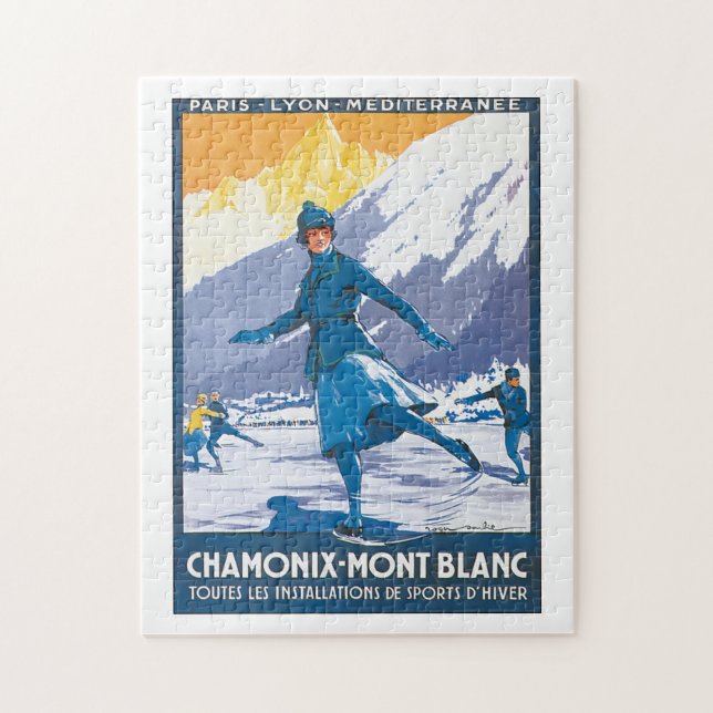 Chamonix Mont Blanc Vintage Travel Poster Jigsaw Puzzle (Vertical)