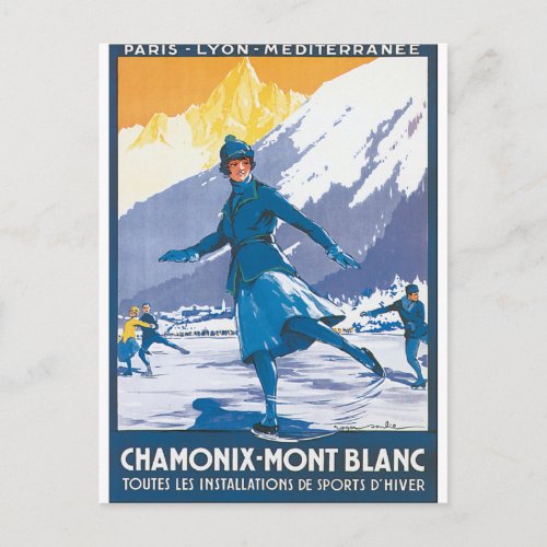 Chamonix Mont Blanc Vintage Travel Poster Postcard
