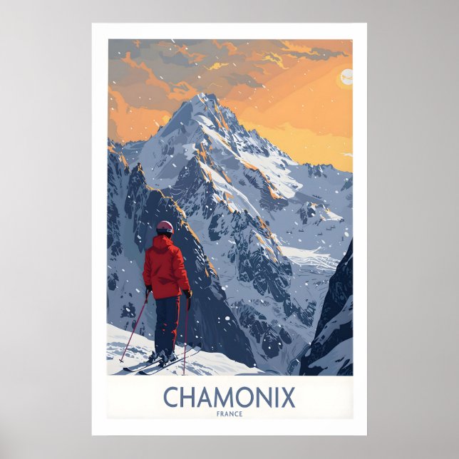 Chamonix Ski Print - France 1 (Front)