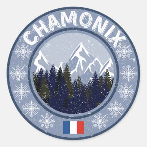 Chamonix Ski Resort Classic Round Sticker