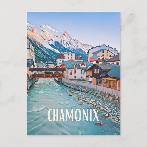 Chamonix Ski Resort Postcard