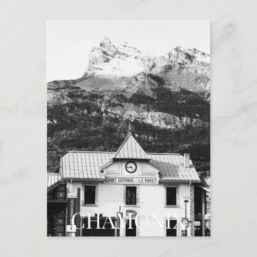 Chamonix Ski Resort Station France Mont Blanc BW Postcard