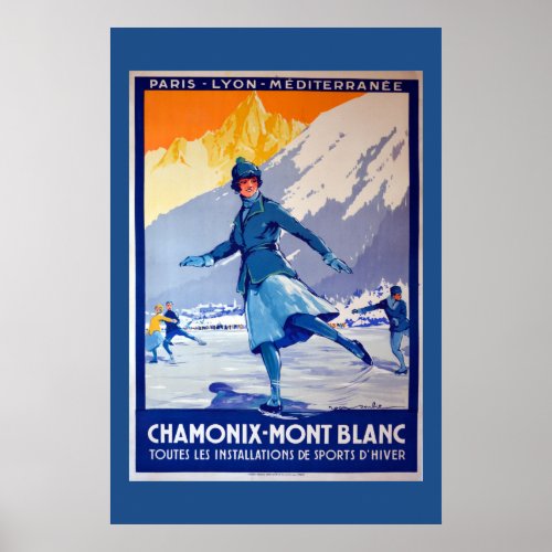Chamonix Switzerland Vintage Travel Poster