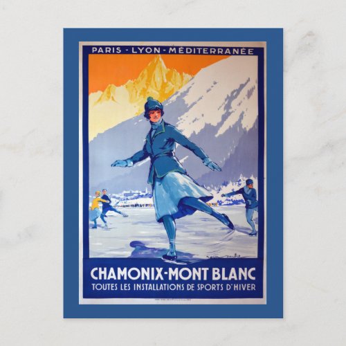 Chamonix Switzerland Vintage Travel Poster Postcard