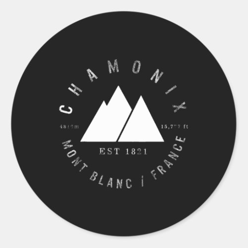 Chamonix Valley Mont Blanc France Skiing Snowboard Classic Round Sticker