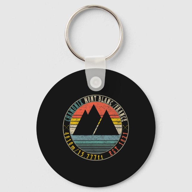 Chamonix Valley Mont Blanc France Skiing Snowboard Keychain (Front)