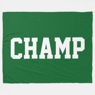 CHAMP Athletic White Text On Bold Forest Green Fleece Blanket
