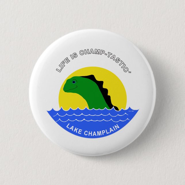 Champ goes everywhere pinback button (Front)