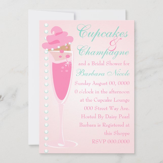 Champage, Cupcakes & Pearls Invitation (Front)