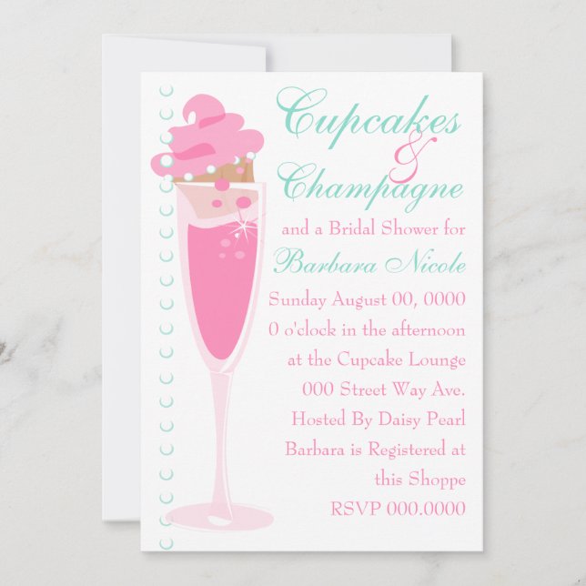 Champage, Cupcakes & Pearls Invitation (Front)