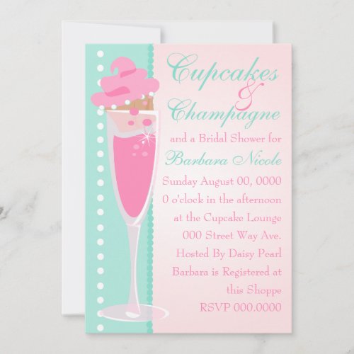 Champage, Cupcakes &amp; Pearls Custom Invitation