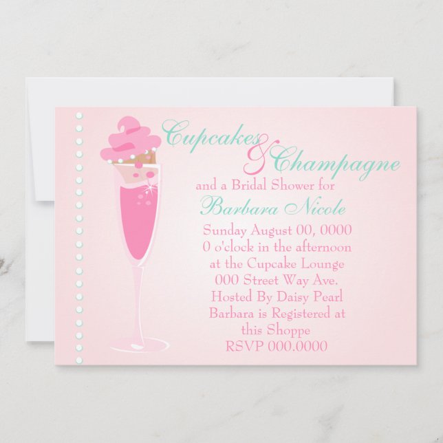 Champage, Cupcakes & Pearls Invitation (Front)