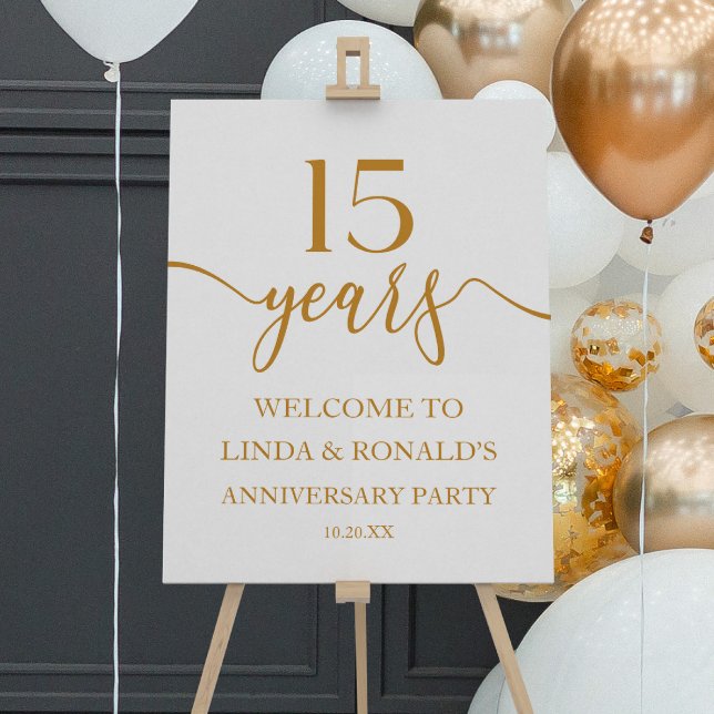Champagne 15th Wedding Anniversary Welcome Sign (Creator Uploaded)