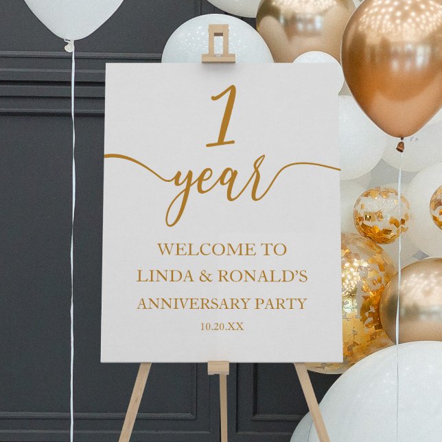 Champagne 1st Wedding Anniversary Welcome Sign (Creator Uploaded)