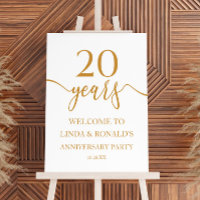 Champagne 20th Wedding Anniversary Welcome Sign