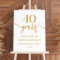 Champagne 40th Wedding Anniversary Welcome Sign