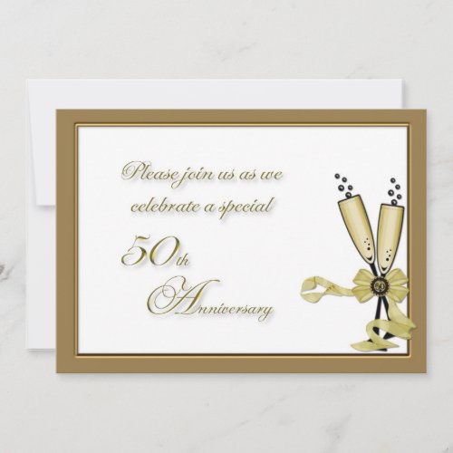 Champagne 50th Anniversary Invitation
