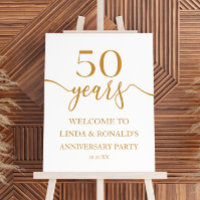 Champagne 50th Wedding Anniversary Welcome Sign