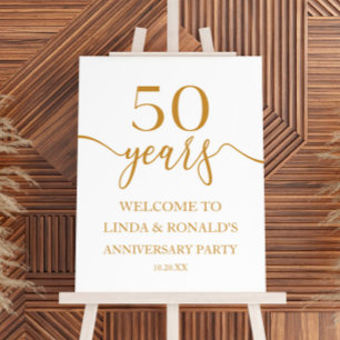 Champagne 50th Wedding Anniversary Welcome Sign